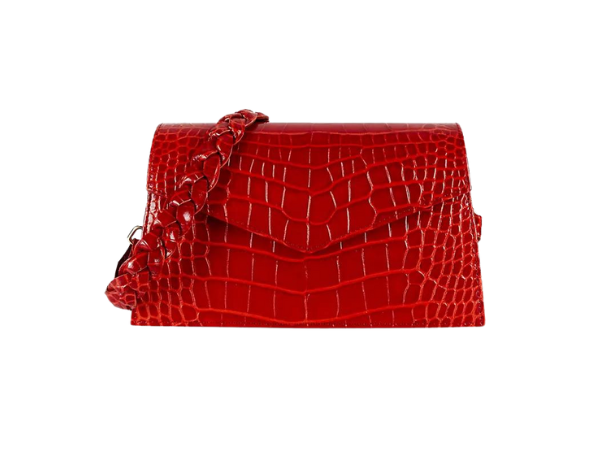 anima iris Zaya Rosso Croc-Embossed Leather Shoulder Bag