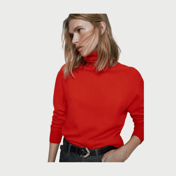 Wool & Cashmere High Neck Sweater - red